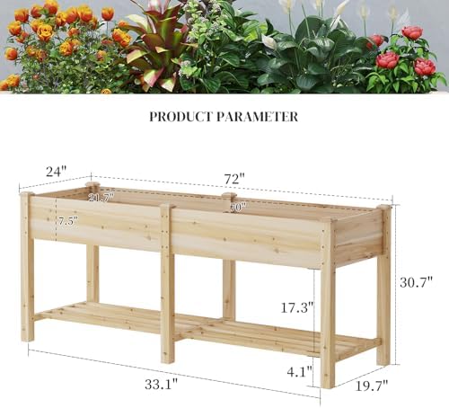 Raised Garden Bed Elevated Wood Planter Box with Shelf Garden Planter - Image 2