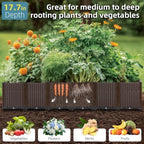 Extra Large Rattan Planter Outdoor 17.7" Deep -Elevated Planter Box with Drain Outlet 95"L x 16"W x 21"H, Self Watering Raised Garden Beds for Vegetables, Flowers, Herbs Standing Gardening Kit - Image 2