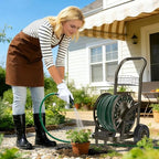 GOFORWILD Heavy Duty Steel Garden Hose Reel Cart with Wheels - Image 6