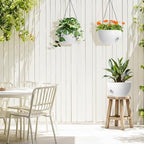 3 Pack 10 Hanging Flower Pots with Chains Self Watering Plastic Planters for Indoor Outdoor Plants, Sturdy Triangular Iron Chain Design for Garden PorchPlastic Hanging Flower pots (3, White) - Image 6