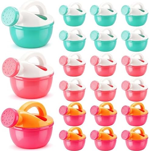 Sieral 20 Pcs Mini Plastic Watering Cans Bulk 3.5 Inch Small Portable Watering Pot Can for Garden, Indoor Outdoor Plants, Flower, Succulents, House Plants, Beach Sand and Water Play Yellow, Pink, Blue by Sieral