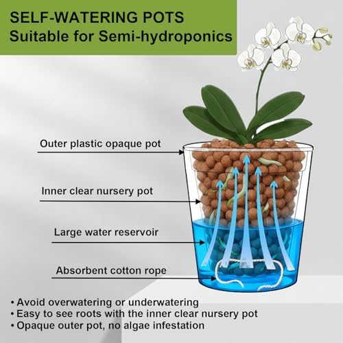 6 inch self Watering Pot with Clear Nursery Pot Inside,Black,6pack - Image 5