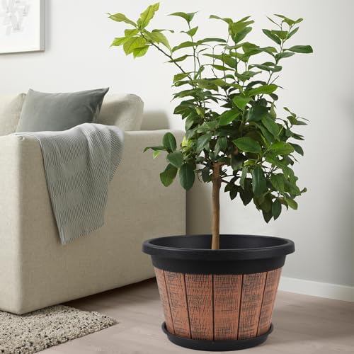 4 Pack 16 inch Plant Pots,Whiskey Barrel Planters with Drainage Holes - Image 5