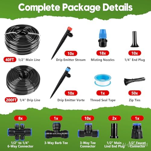 240FT Drip Irrigation System Kit, Automatic Garden Watering System - Image 2