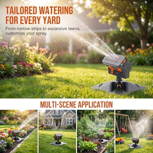 2026 Upgraded 16-Nozzle Oscillating Sprinkler, Automatic Rocking Sprinkler, Turbo Orbit Mist Sprinklers System for Lawn Garden Yard Watering (Weight Base) - Image 3