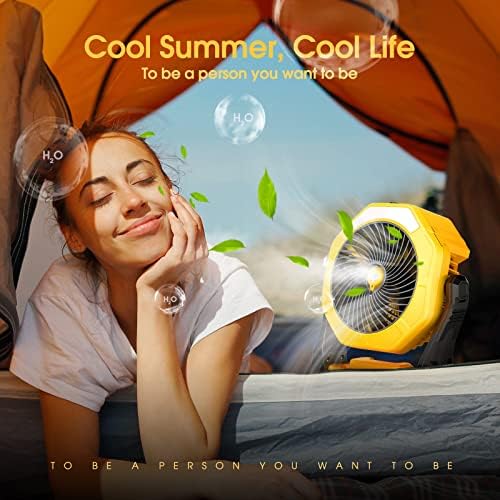 Ausic Portable Misting fan, 8-Inch Cooling Mist Fans, [8-35Hrs] USB Rechargeable Battery Powered Fan with Mister, 250mL Water Tank & LED Lantern, for Home Desk, Bedroom, Office, Outdoor&Indoor Use - Image 6