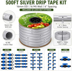 Tondiamo 500 ft 5/8" Drip Tape Irrigation Kit 16 Mil 6" Spacing, Blue - Image 2