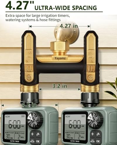 Garden Hose Splitter 2 Way, Heavy Duty Metal Water Spigot Splitter - Image 3