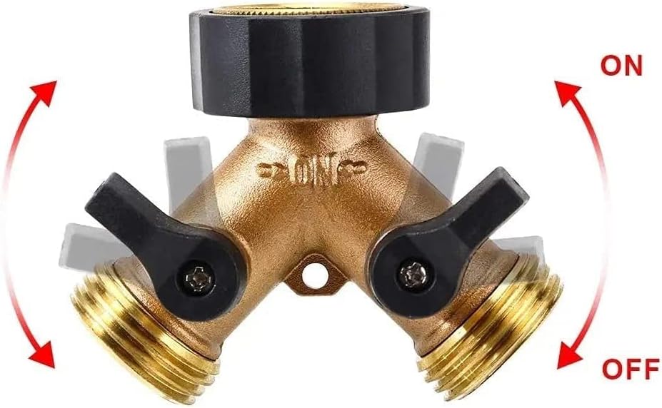 Garden Hose Splitter, Garden Hose Y Valve Connectors Copper Hose Splitter, 2 Way Water Faucet Splitter with Valve - Image 3