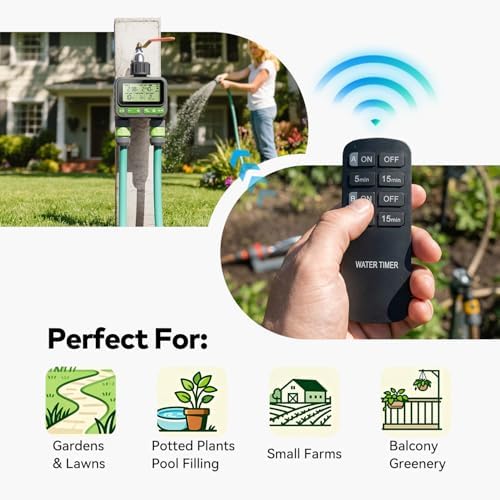 NexusLab Wireless Remote Hose Timer, 4 Programmable Watering Schedules (1 Sec to 99 Hr), IP65 Waterproof Sprinkler & Drip Irrigation Timer, 3/4 inch NH Thread, Rain Delay, AA Battery - Image 7