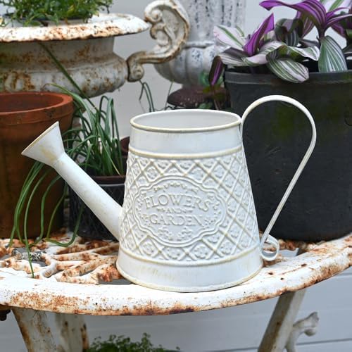 Cute Small Watering Can Indoor Plants Garden Metal Decorative Watering Cans for Outdoor Plants Bonsai Outdoor Garden Flower Decorative (White, 1.5L, 50.7 Oz) - Image 3