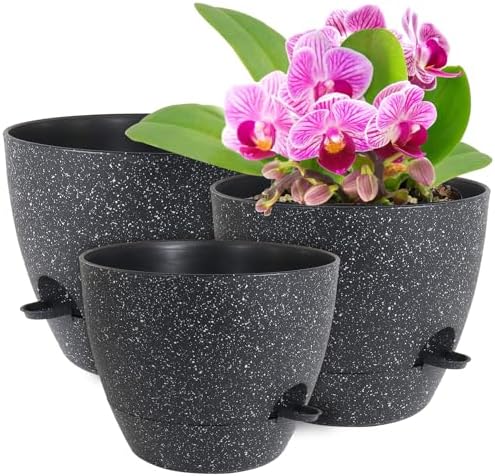 WSMKSZ 12/10/9 inch Self Watering Pots for Indoor Outdoor Plants, Set of 3 by WSMKSZ
