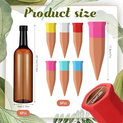 SiliFine 6 Sets Terracotta Watering Spikes,Brown and Mixed Color - Image 2