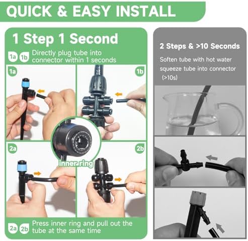 Riboud Quick-Connect 200FT Drip Irrigation System Kit, Automatic Garden Plant Watering System for Greenhouse, Yard, Lawn, with 1/2 inch 1/4 inch Irrigation Tubing Hose and Accessories - Image 3