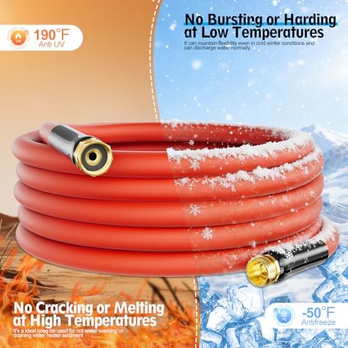 5/8" x 25FT Hot/Cold Rubber Garden Water Hose, -50℉ to 190℉ - Image 3