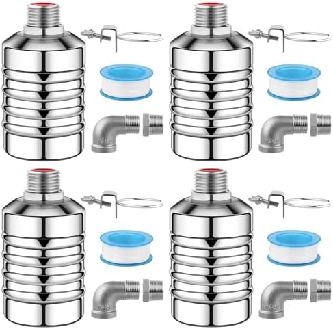 4Pcs Automatic 304 Stainless Steel Water Float Valve, 1/2Inch to 3/4Inch Automatic Water Shut Off Float Valves, Auto Water Level Control System for Water Tank, Livestock Trough, Pool, Garden Hose by Unknown