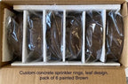 Concrete Sprinkler Rings/Donuts, Leaf Design (Pack of 6, Cocoa Brown) - Image 2
