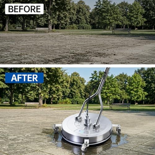 24" Pressure Washer Surface Cleaner with 4 Wheels, Surface Cleaner for Pressure Washer, Stainless Steel Dual Handle Power Washer Surface Cleaner for Concrete, Driveway, Patio, Sidewalk - Image 7