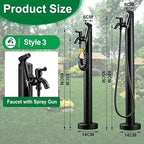 Stainless Steel 60/95cm Water Dispenser Column, Round with Water Tap and Hose Connector Free-Standing Garden Tap Outdoor Spigot, Vertical Water Hydrant(Black,95cm/37.4in,Style 3) - Image 2