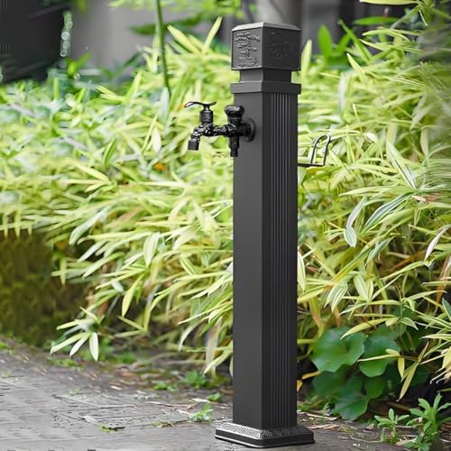 304 Stainless Steel Garden Water Column, Freestanding Hose Stand with Full Copper Faucet, Outdoor Water Feature for Gardening and Landscape by Unknown