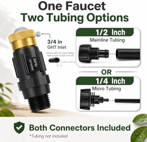 Drip Irrigation Faucet Adapter, 25 PSI, 1/2 and 1/4 in, 2-Pack - Image 2