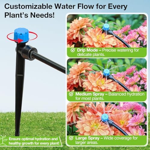 MIXC 100Pcs Drip Irrigation Emitters, Quick Push-to-Fit Connect Drip Stream - Image 3