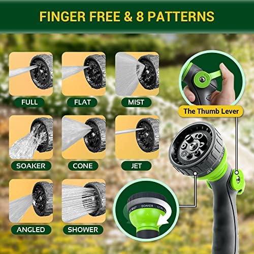 Garden Hose - Water Hose 25 FT with Swivel Handle & 8 Function Nozzle, Flexible, Heavy Duty, No Kink, Lightweight Metal Hose for Outdoor, Yard, 304 Stainless Stee - Image 6