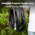 Heavy Duty Premium Garden Hose 150ft x 3/4", 300PSI Working, 1000PSI Burst, Hybrid Rubber Water Hose with Transparent Swivel Handle - Hot/Cold Water - Five Layered Braiding with Brass fittings (Black) - Image 6