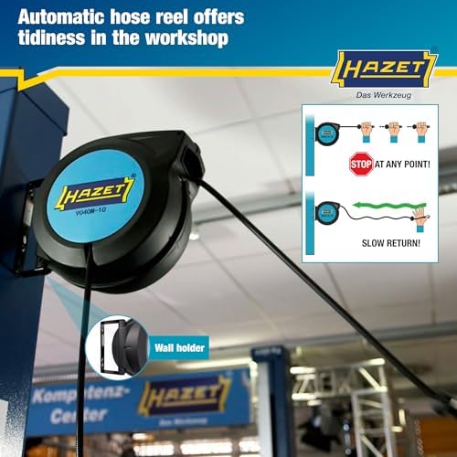 HAZET Hose Reel 9040N-10 I Hose Length: 15 Meters/49.21 Feet, Hose Inner Diameter: 0.39 Inches/10mm, Max. Pressure: 290 Psi for Compressed Air and Water I For Clean Winding of Hoses - Image 4