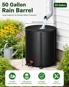 50 Gallon Collapsible Rain Barrel, Portable Rainwater Collection System, Rain Catcher Barrel with Spigots and Overflow Kit, Rain Water Barrel Collector for Garden, Black ﻿ - Image 3