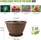 Nooulap 4 Pack 12 Inch Plastic Pots for Plants Outdoor Indoor - Image 2