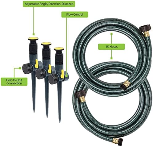 Melnor 65191AMZ Adjustable Spike Set Sprinkler Bundle,Green,Yellow,(Pack of 4) - Image 3
