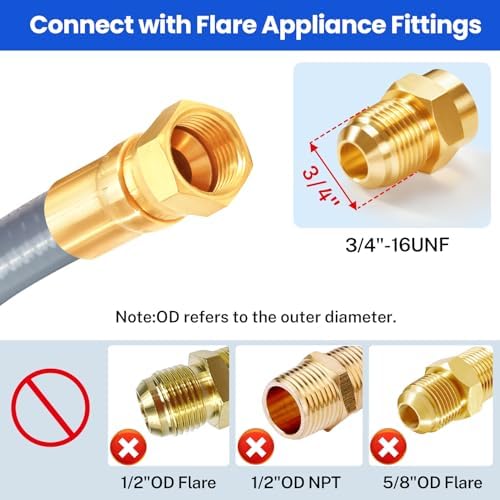 GasSaf 6 FT 1/2" ID Natural Gas Grill Hose with Quick Connect Fitting - Image 3