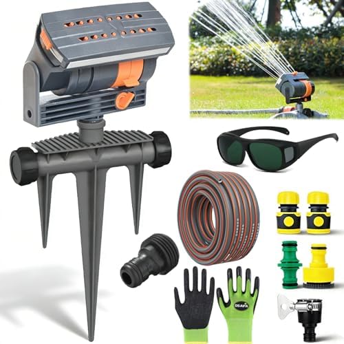 2026 New Adjustable Oscillating Sprinkler Wide Coverage, 16-Nozzle Oscillating Sprinkler, Lawn Sprinkler Oscillating, Mini Turbo Oscillating Water Sprinkler (Black-A, with a Set nozzles) by Unknown