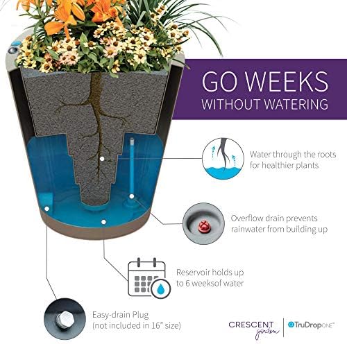 Crescent Garden Dot TruDrop Indoor/Outdoor Planter, Self-Watering Plant Pot, 20 Inches, (Old Bronze) - Image 4