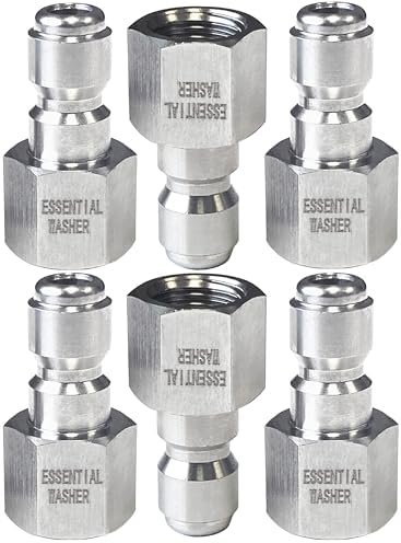 Essential Washer Stainless Steel ¼” Plug Female NPT | Pressure Washer Quick Connect Fittings | 5000 PSI | Set Of 6 by EssentialWasher