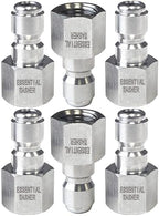 Essential Washer Stainless Steel ¼” Plug Female NPT | Pressure Washer Quick Connect Fittings | 5000 PSI | Set Of 6 by EssentialWasher