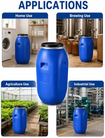Plastic Drum with Lid and Metal Clamp Ring, Wide Mouth Water Storage Barrel - Image 7