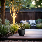 Kante Small Round Bowl Black Concrete Planter 10" Dia, Outdoor - Image 3