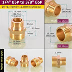 Hose Connector 6pcs Brass Pipe Hex Nipple Fitting 1/8" 1/4" 3/8" 1/2" 3/4" 1" BSP Male Thread Quick Adapter Coupler Connector for Garden Fitting(1l4 to 3l8) - Image 2