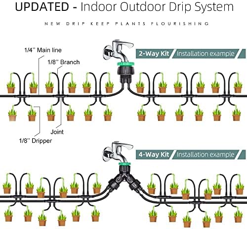 Automatic Hose Watering Garden Irrigation Kit with Green Elbow Dripper Emitter Drip System Bonsai Potted Plant Greenhouse - Image 4