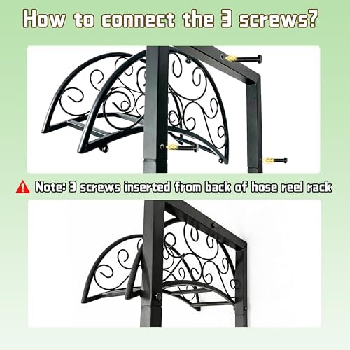 Garden Hose Holder, Heavy Duty Stainless Steel Garden Hose Reel with Triangle Reinforcement, Supports 150 ft Hose, 45-Inch Ergonomic Water Hose Stand for Outside, Black - Image 2