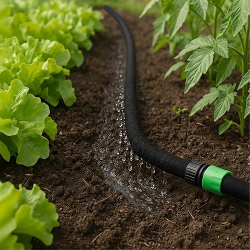 Relaxdays Drip Irrigation Hose, 30m, for Watering, Percolation, Ready-to-Use Drip, Raised Bed & Hedge, Gardening, Black - Image 3