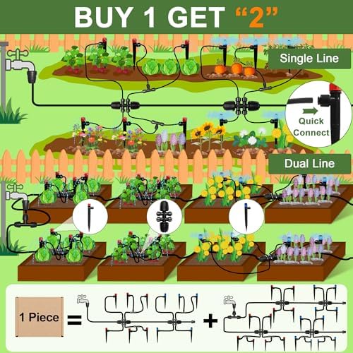Drip Irrigation Kit for Garden, Quick-Connect Plant Watering System 250FT - Image 3