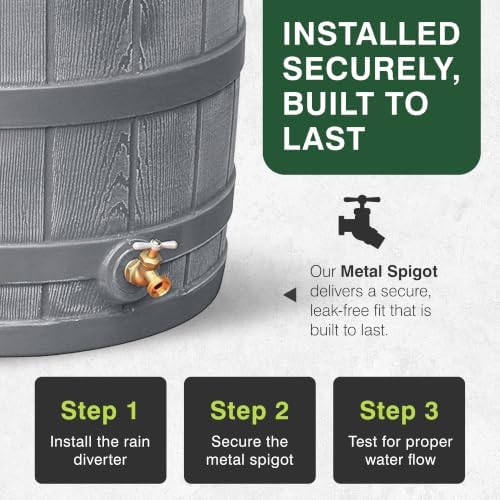 Good Ideas Rain Wizard Water Collection Barrel, 50 Gallon, Gray - Image 4