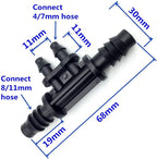 8 mm /1/4 "Micro Drip Irrigation Hose Barb Tee 8/11 (3/8 Inch) and 4/7 (1/4-inch) Pipe Four Ways Used to Garden - Image 3