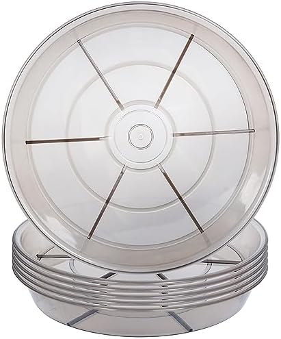 2 Pack Plant Saucer Drip Tray 17 inch, Large Heavy Sturdy Plastic Planter Flower Pot Saucers for Indoor Outdoor Garden, Plant Water Drip Trays for pots (17" 2Pack, Grey) by Afrine