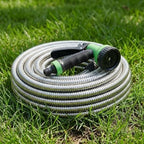 50FT Stainless Steel Heavy Duty Garden Hose, Kink-Free Flexible Metal Water Hose with 10-Function Spray Nozzle, Leak-Proof Brass 3/4" Connectors, US Standard by LIZHOUMIL