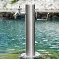 Stainless Steel Garden Water Column with Faucet, Outdoor Anti-Freeze Water Tap Fountain, Hose Connector for Irrigation & Washing, 2 Faucets, 50x20.5cm (19.7x8.1in) by Unknown