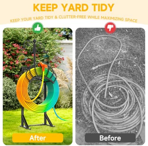 Garden Water Hose Holder Freestanding with Shepherds Hooks for Outside - Image 5